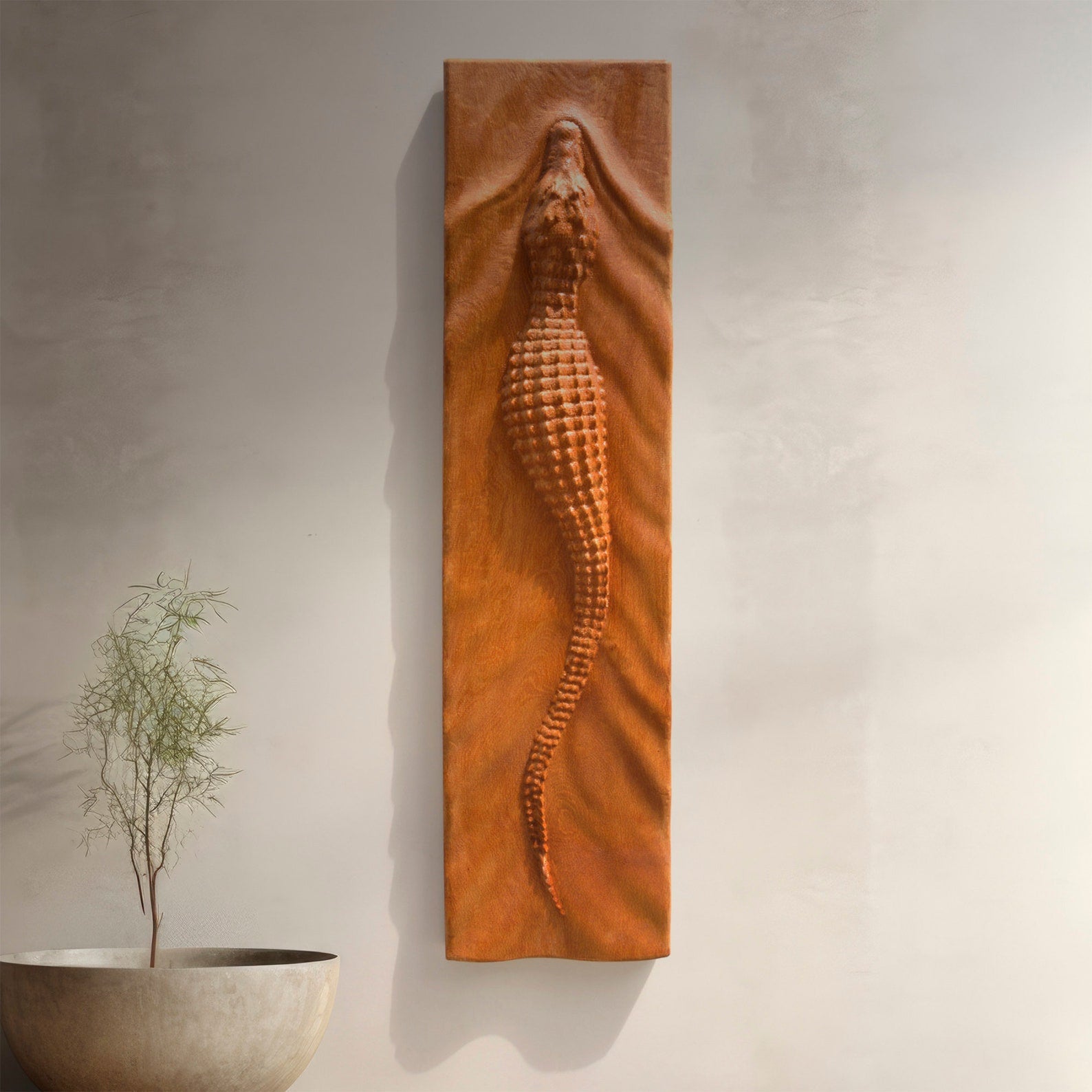 Crocodile Wall Carving